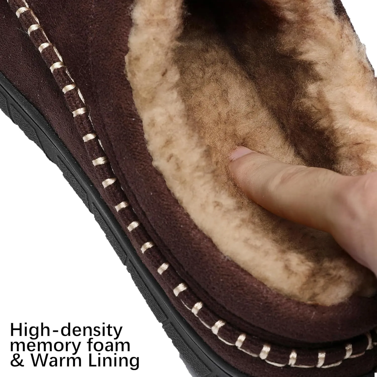 MIXIN Mens Slippers Indoor Outdoor Memory Foam Warm Fuzzy Fluffy Comfy House Shoes Anti-Slip Moccasin Slippers