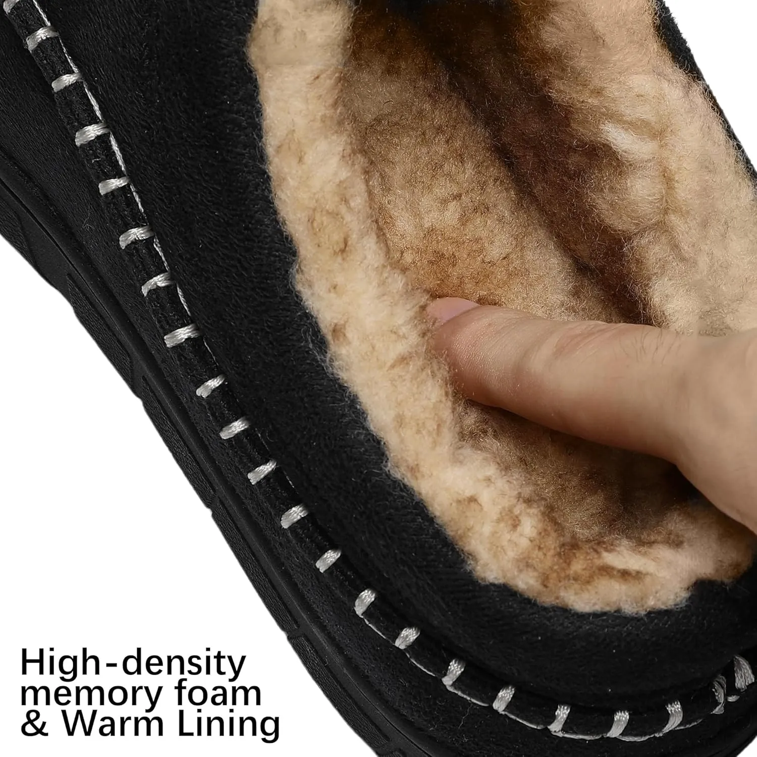 MIXIN Mens Slippers Indoor Outdoor Memory Foam Warm Fuzzy Fluffy Comfy House Shoes Anti-Slip Moccasin Slippers