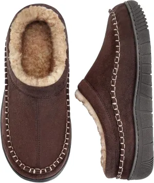 MIXIN Mens Slippers Indoor Outdoor Memory Foam Warm Fuzzy Fluffy Comfy House Shoes Anti-Slip Moccasin Slippers