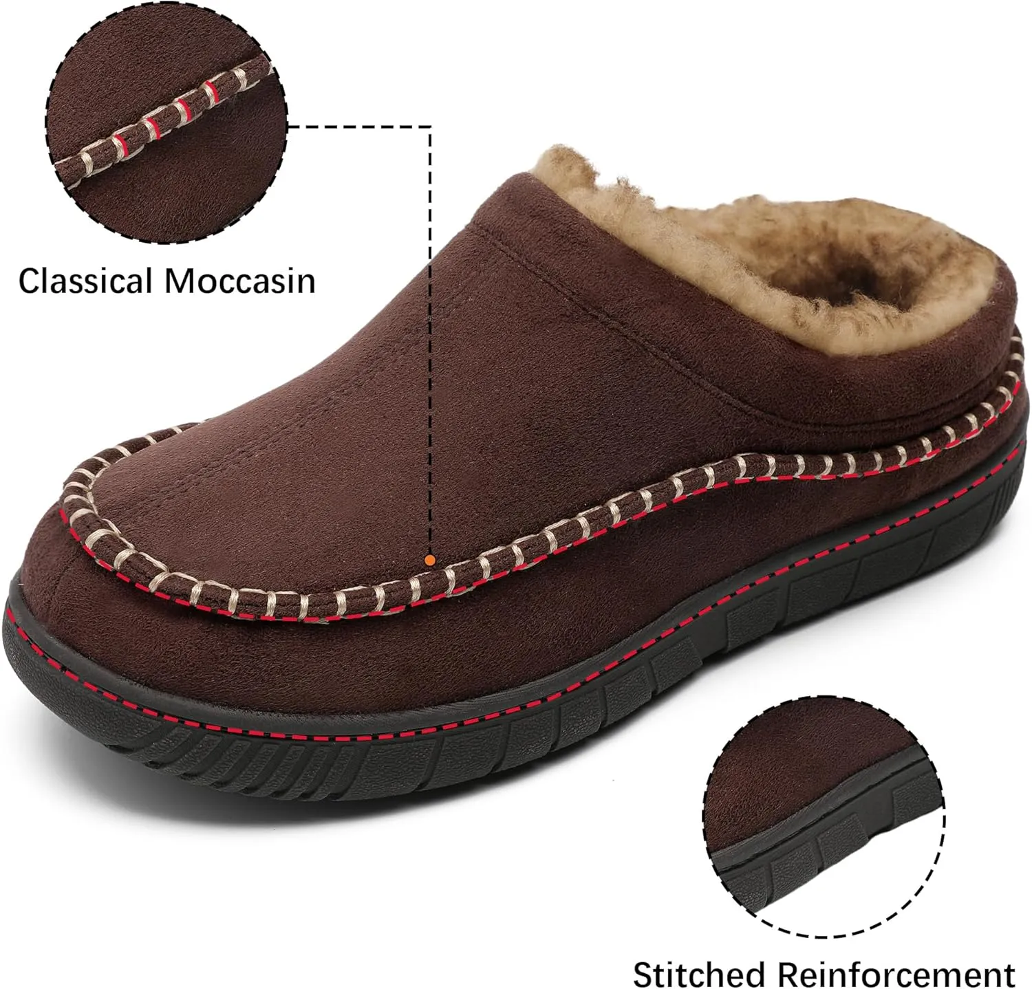 MIXIN Mens Slippers Indoor Outdoor Memory Foam Warm Fuzzy Fluffy Comfy House Shoes Anti-Slip Moccasin Slippers
