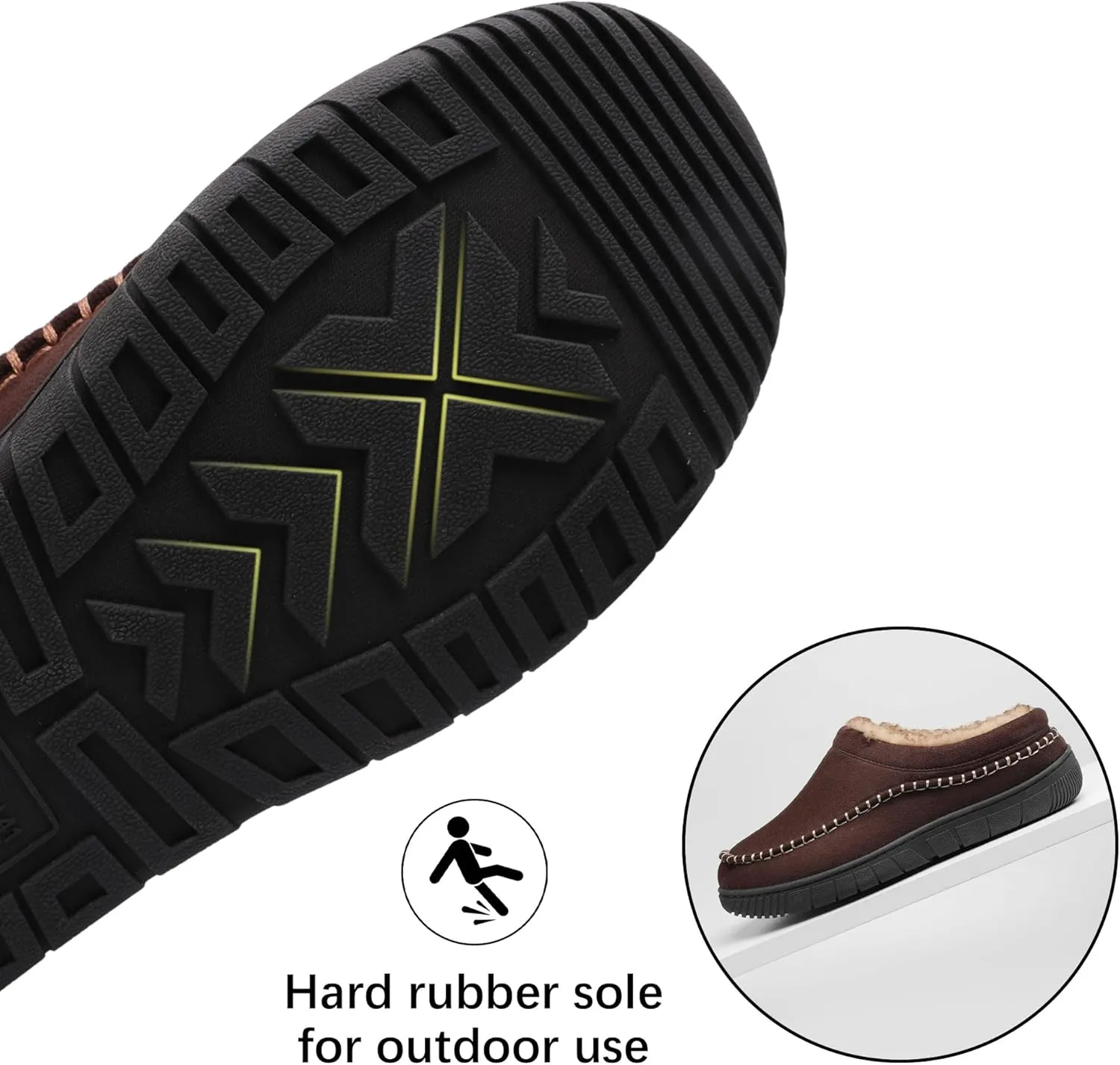MIXIN Mens Slippers Indoor Outdoor Memory Foam Warm Fuzzy Fluffy Comfy House Shoes Anti-Slip Moccasin Slippers