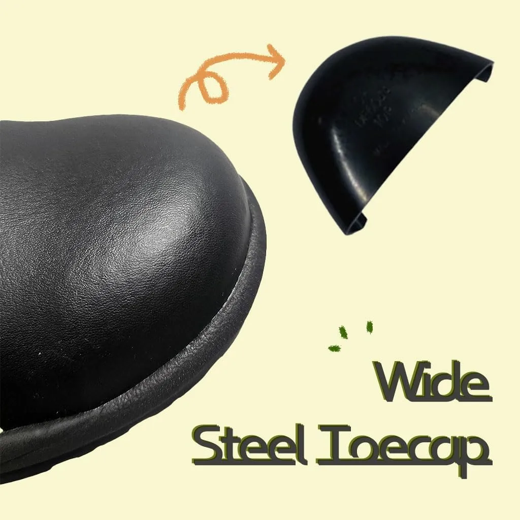MMN Non Slip Work Shoes for Men & Women Steel Toe Leather Slip Resistant Waterproof Kitchen Shoes for Restaurant Food Service & Chef