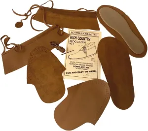 Moccasins Making Kit - Handmade Moccasins Kit - DIY Leather Moccasin Craft Project - Miscellaneous Brown or Tan Colors (Men's 14 - Grain)