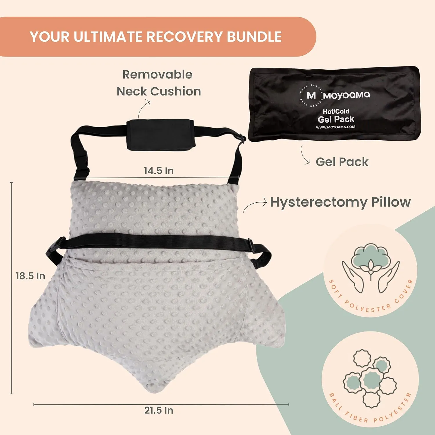 MOYOAMA Hysterectomy Pillow for Abdominal Surgery Hysterectomy Recovery Must Haves - Hysterectomy Recovery Gifts, Hysterectomy Recovery Products, Hysterectomy Gifts, Tummy Pillow After Hysterectomy