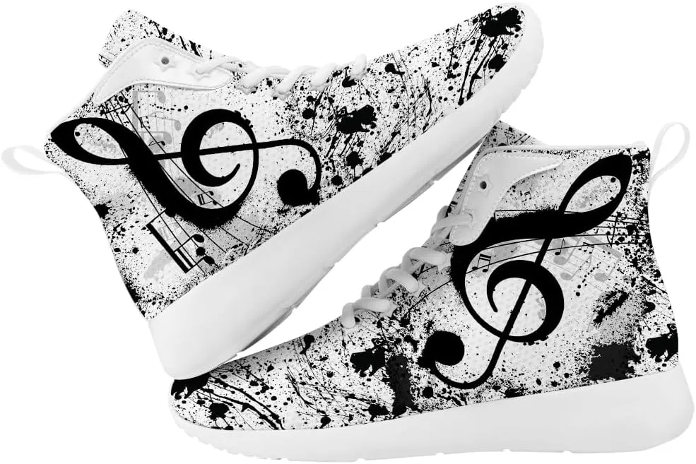 Music Shoes for Women Men Music Note High Top Sneakers High Top Shoes Gifts for Boyfriend Girlfriend