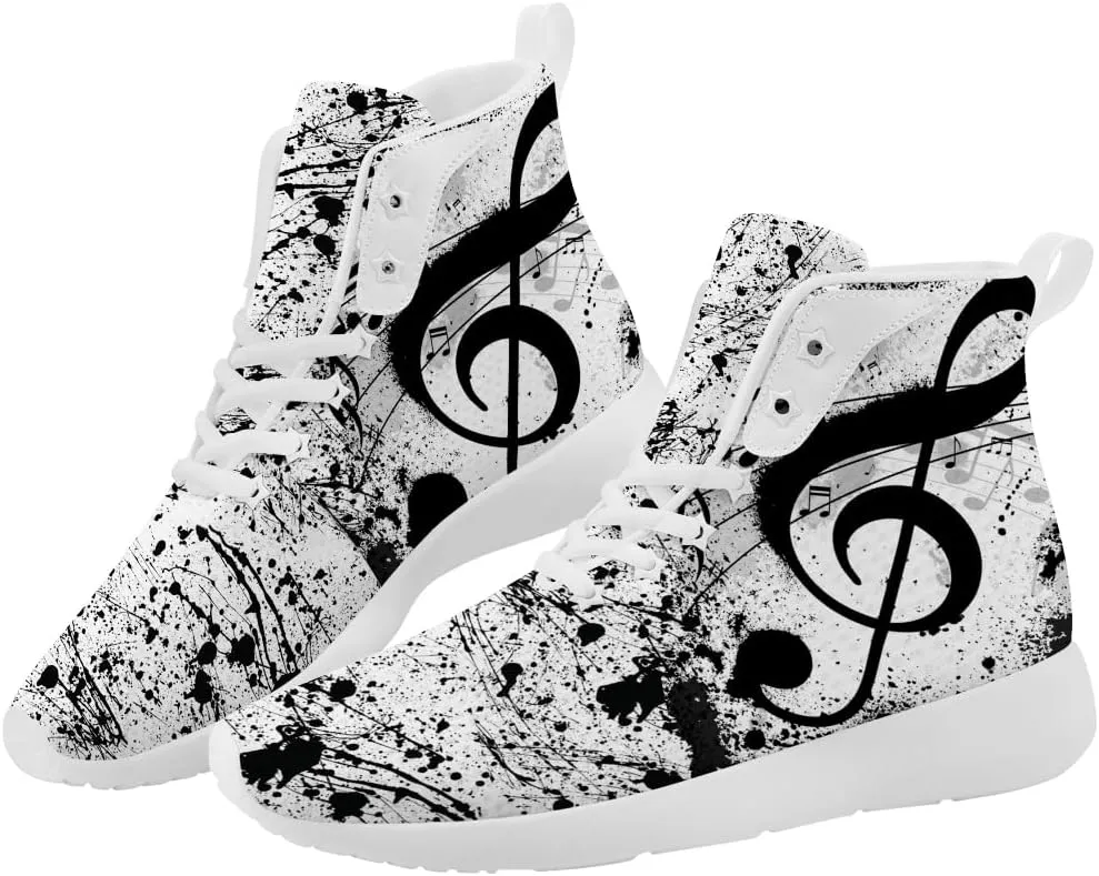 Music Shoes for Women Men Music Note High Top Sneakers High Top Shoes Gifts for Boyfriend Girlfriend