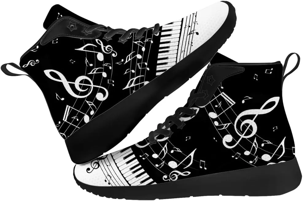 Music Shoes for Women Men Music Note High Top Sneakers High Top Shoes Gifts for Men Women