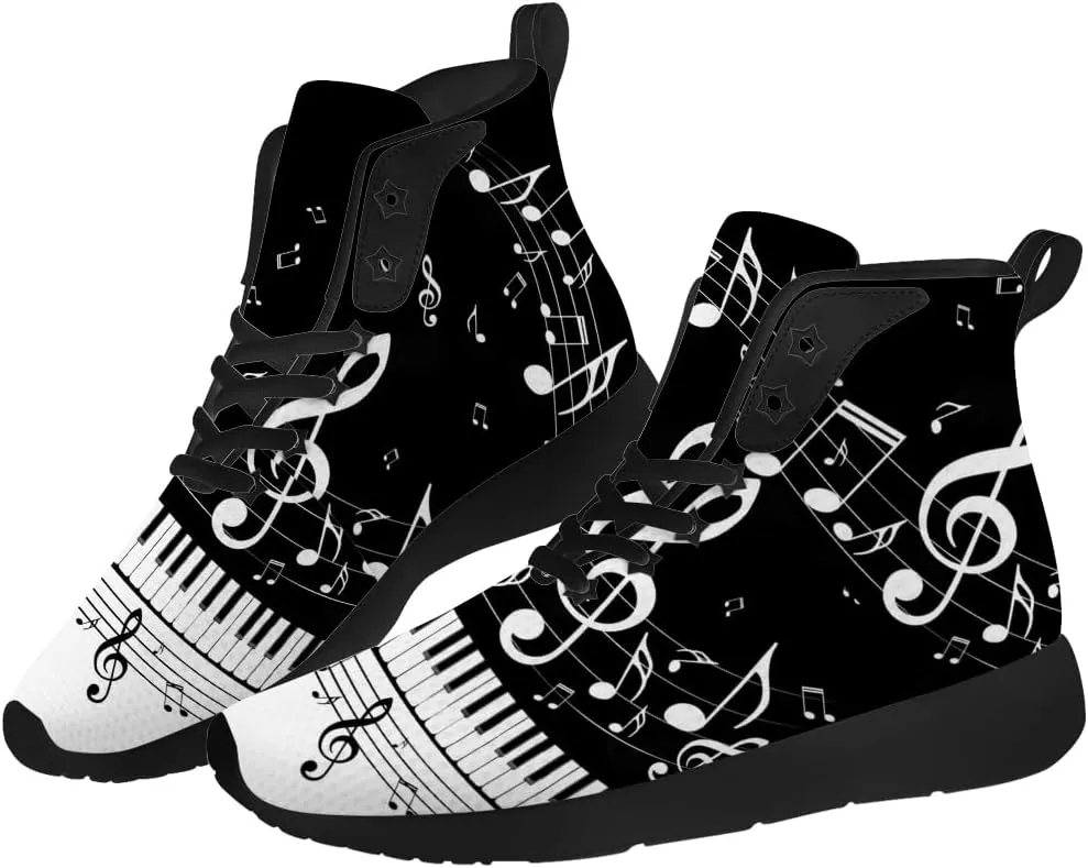 Music Shoes for Women Men Music Note High Top Sneakers High Top Shoes Gifts for Men Women