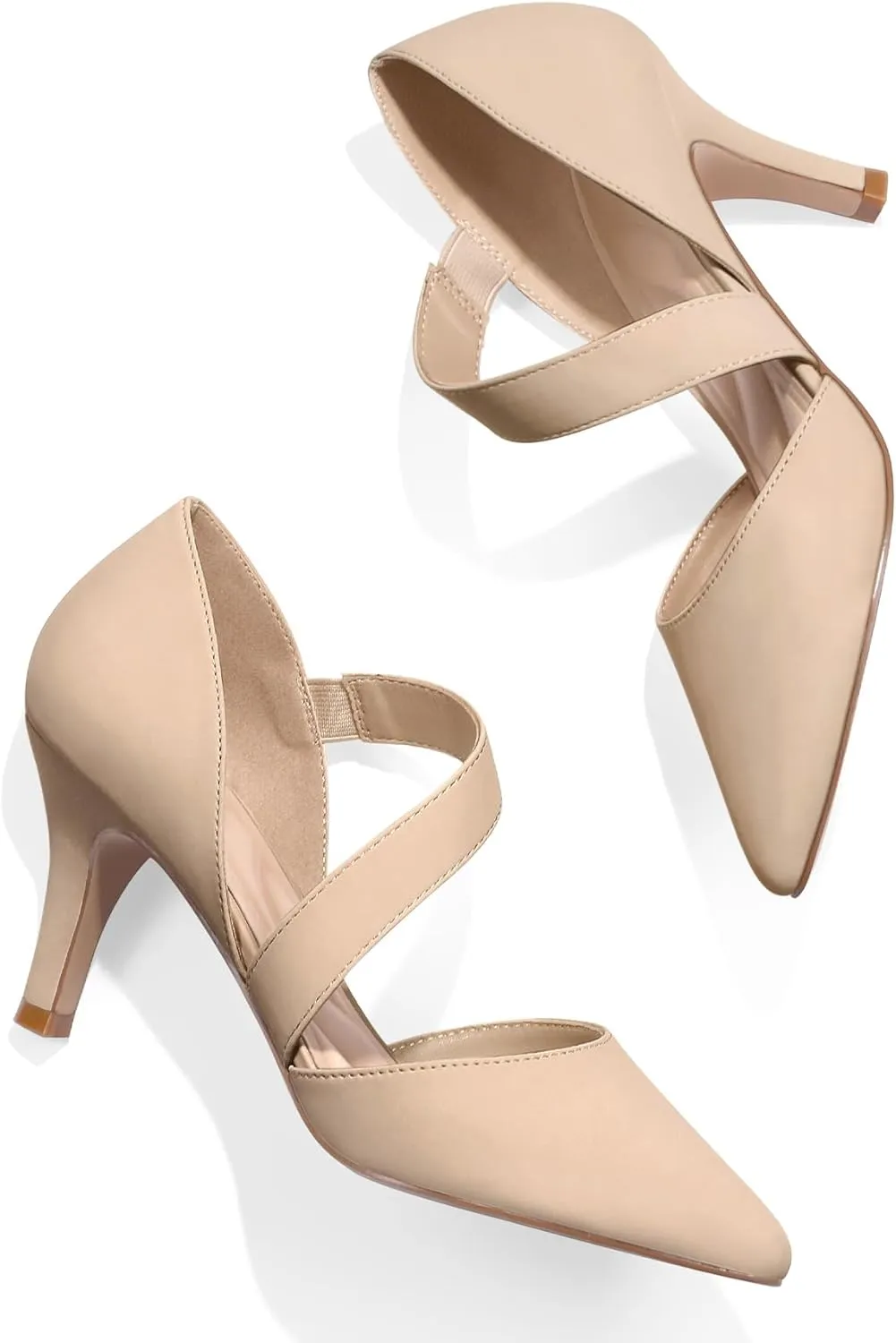 mysoft Women's Pointed Toe Low Stiletto Heel Dress Pumps Shoes - Available in Wide Sizes
