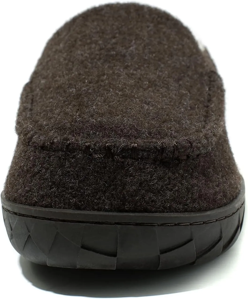 NewDenBer Men's Moccasin Slippers Warm Memory Foam Felted Wool Plush Shearling Lined Slip on Indoor Outdoor House Shoes