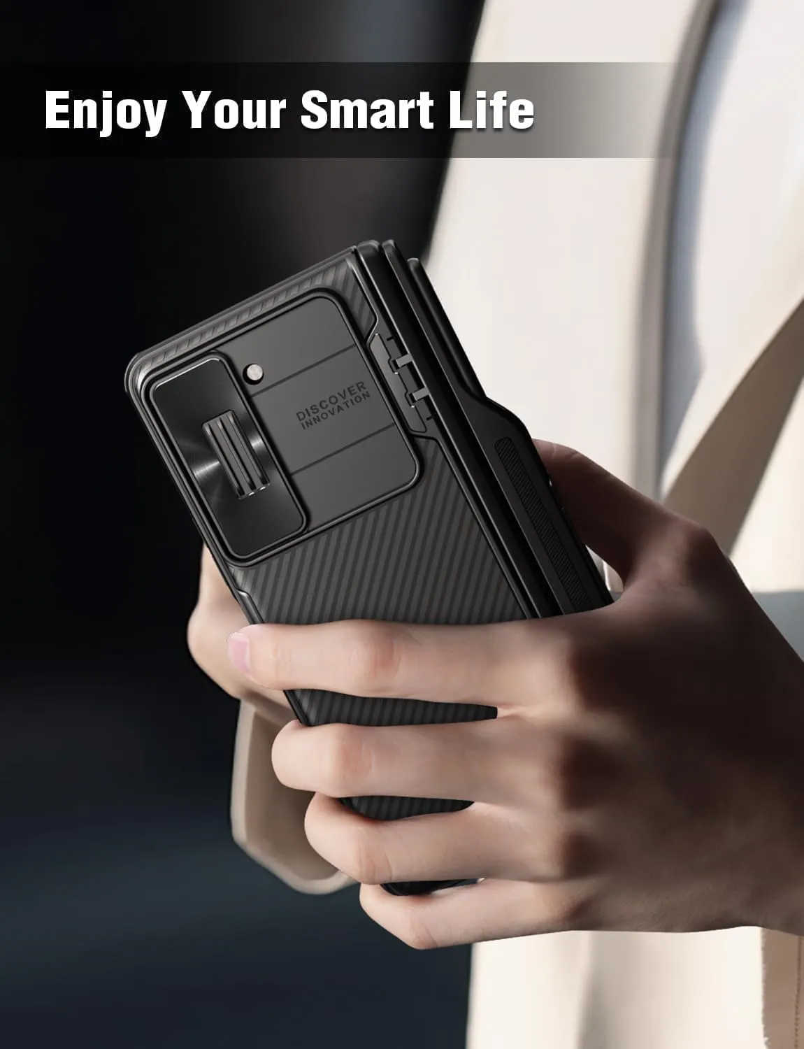 Nillkin for Samsung Galaxy Z Fold 5 Case with S Pen Holder, Hidden Metal Kickstand & Slide Camera Cover & Hinge Protection, Slim Fit Case Full Body Protective Phone Case for Galaxy Z Fold 5, Black