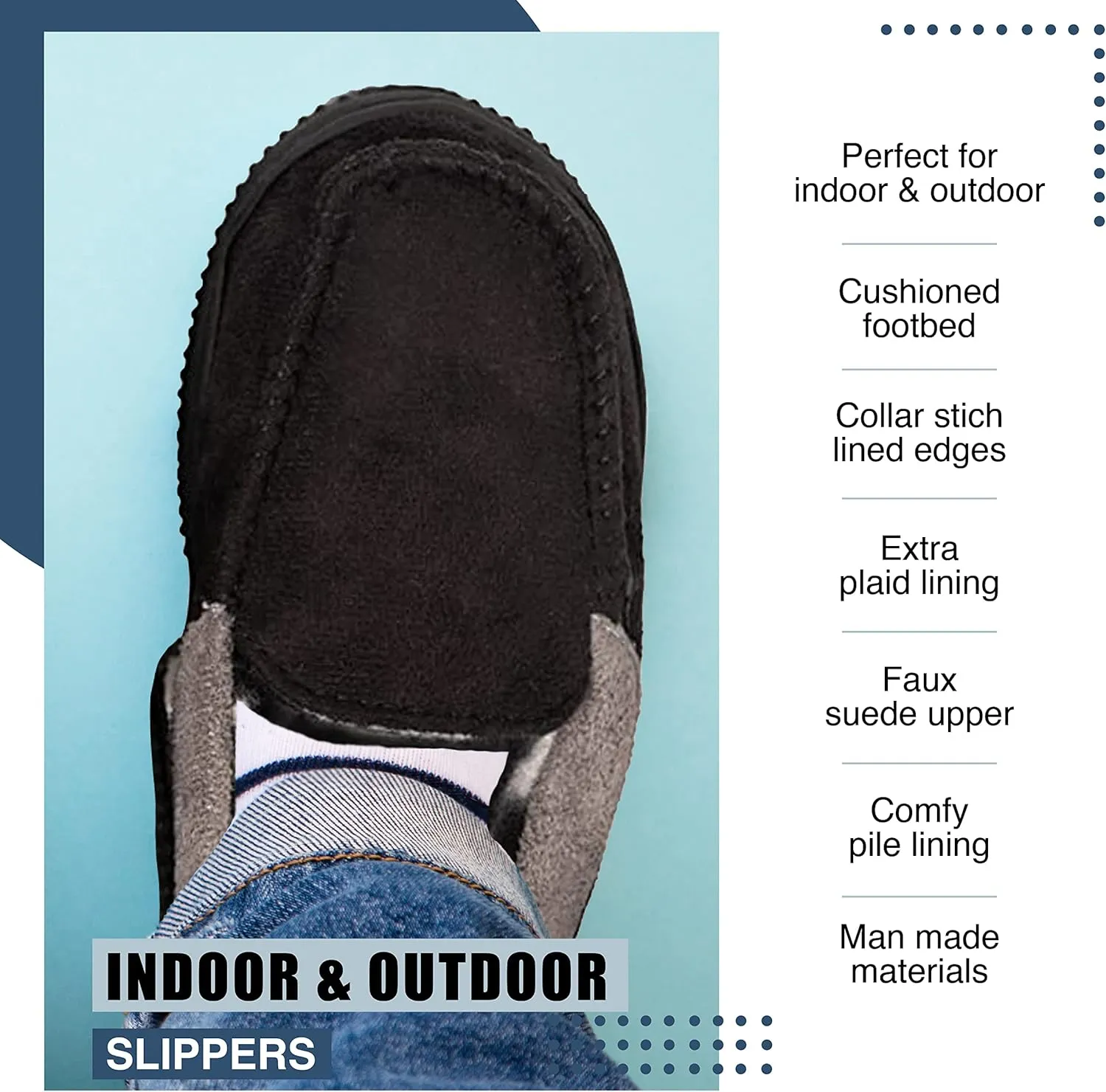 NORTY Moccasin House Slippers for Kids- Slip-On Toddler Shoes for Boys and Girls - Faux Suede - Runs One Size Small
