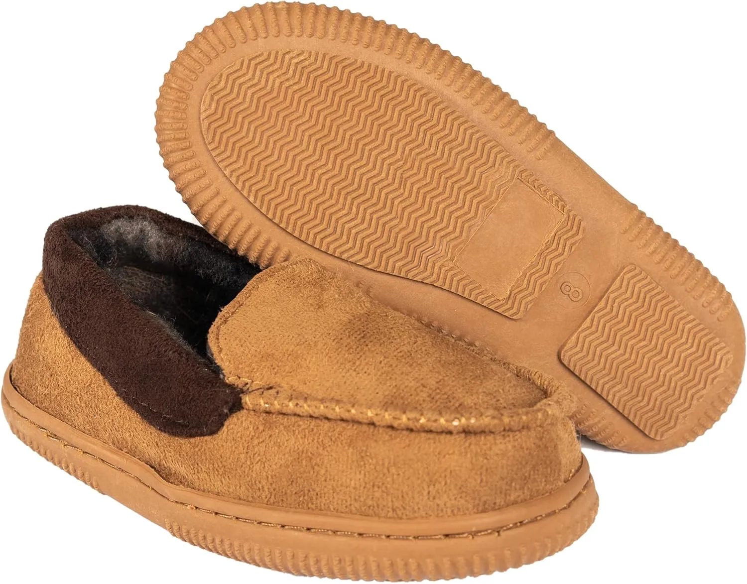 NORTY Moccasin House Slippers for Kids- Slip-On Toddler Shoes for Boys and Girls - Faux Suede - Runs One Size Small