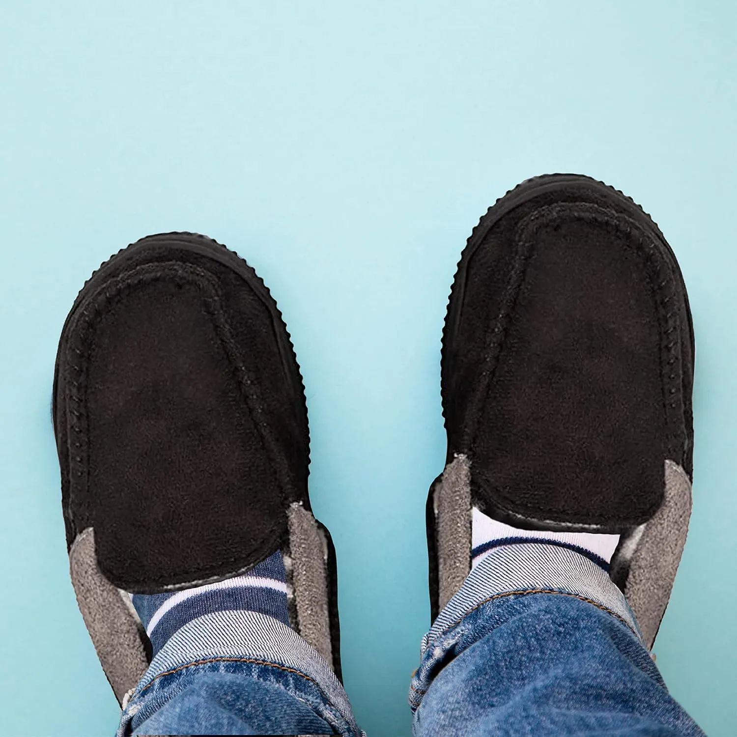 NORTY Moccasin House Slippers for Kids- Slip-On Toddler Shoes for Boys and Girls - Faux Suede - Runs One Size Small
