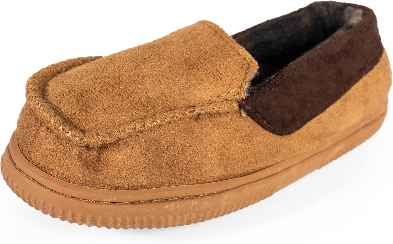 NORTY Moccasin House Slippers for Kids- Slip-On Toddler Shoes for Boys and Girls - Faux Suede - Runs One Size Small