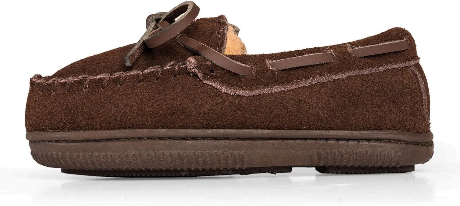 NORTY Moccasin House Slippers for Kids- Slip-On Toddler Shoes for Boys and Girls - Suede - Runs True to Size