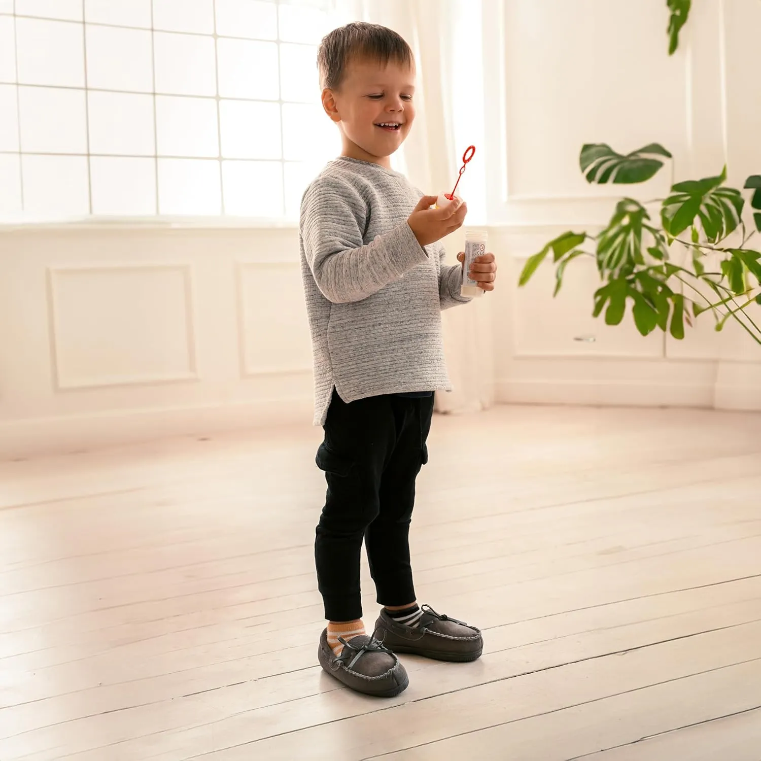 NORTY Moccasin House Slippers for Kids- Slip-On Toddler Shoes for Boys and Girls - Suede - Runs True to Size