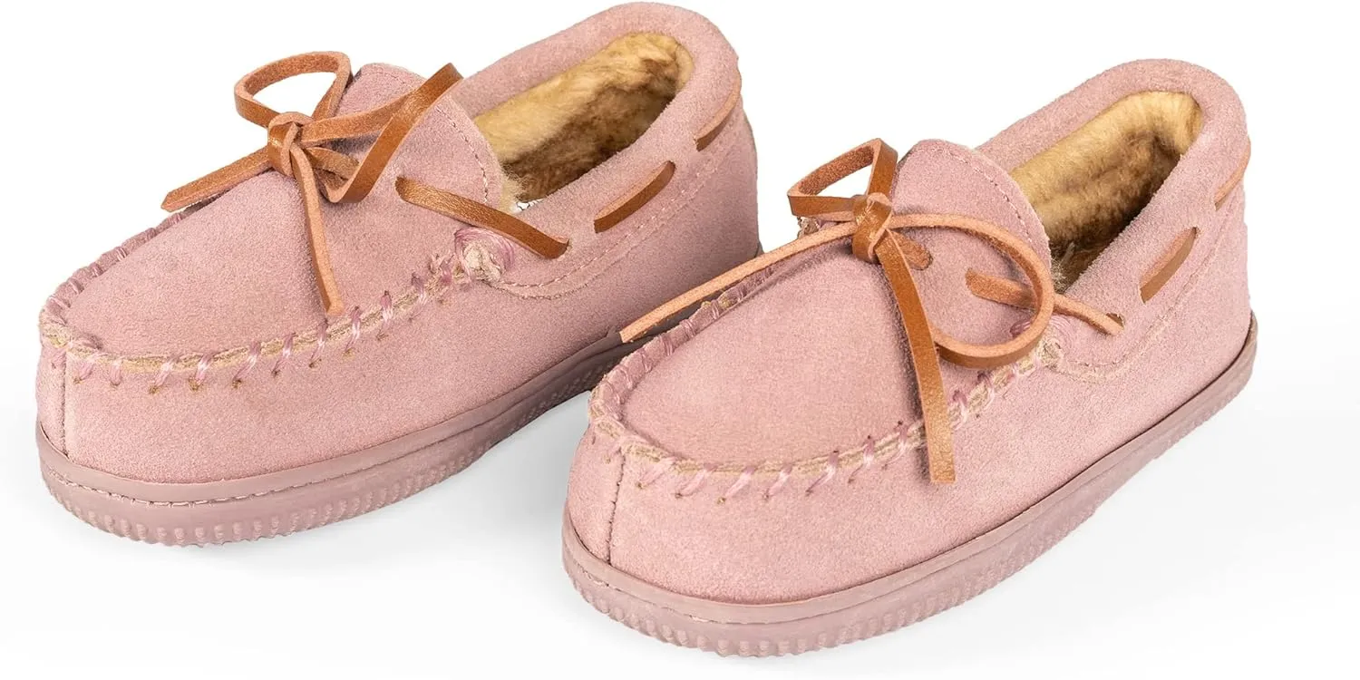 NORTY Moccasin House Slippers for Kids- Slip-On Toddler Shoes for Boys and Girls - Suede - Runs True to Size