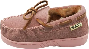 NORTY Moccasin House Slippers for Kids- Slip-On Toddler Shoes for Boys and Girls - Suede - Runs True to Size