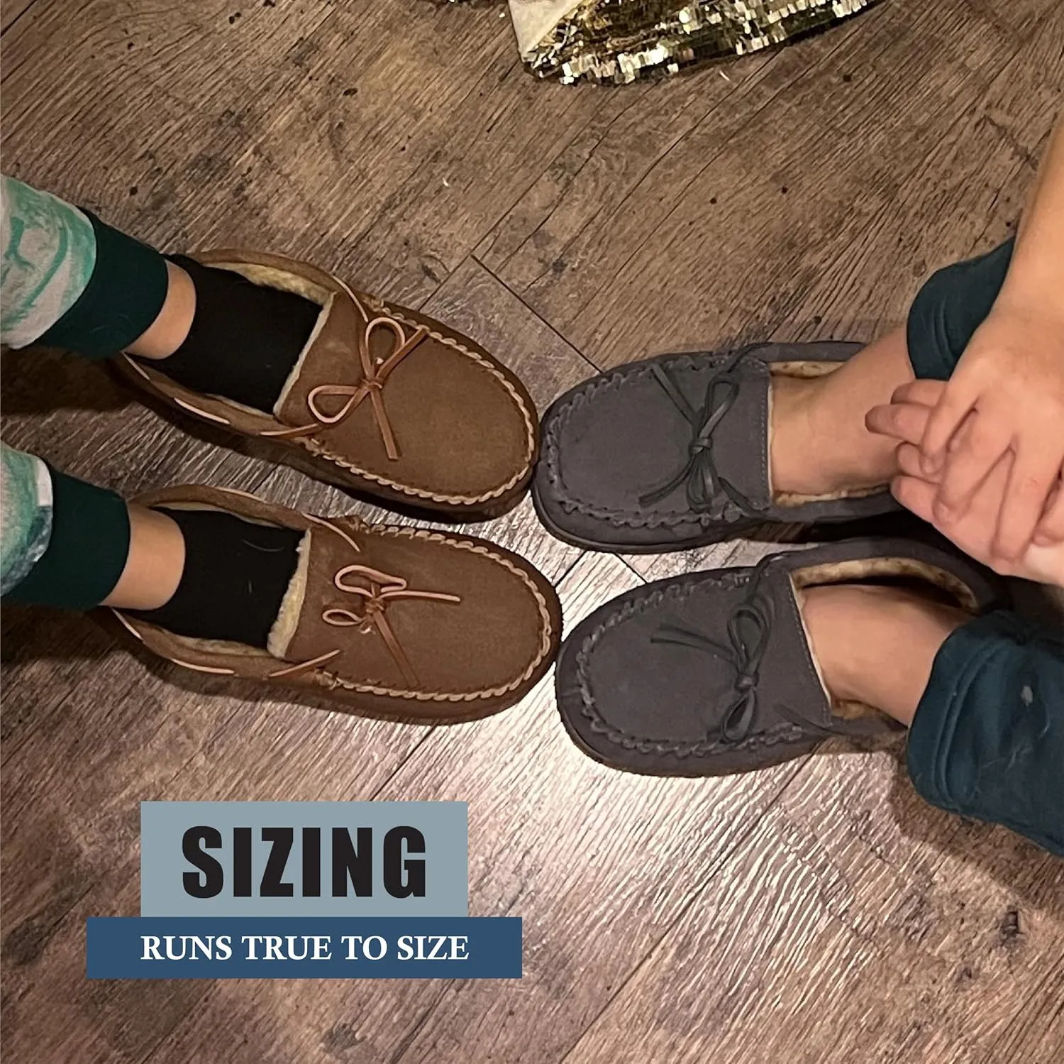 NORTY Moccasin House Slippers for Kids- Slip-On Toddler Shoes for Boys and Girls - Suede - Runs True to Size