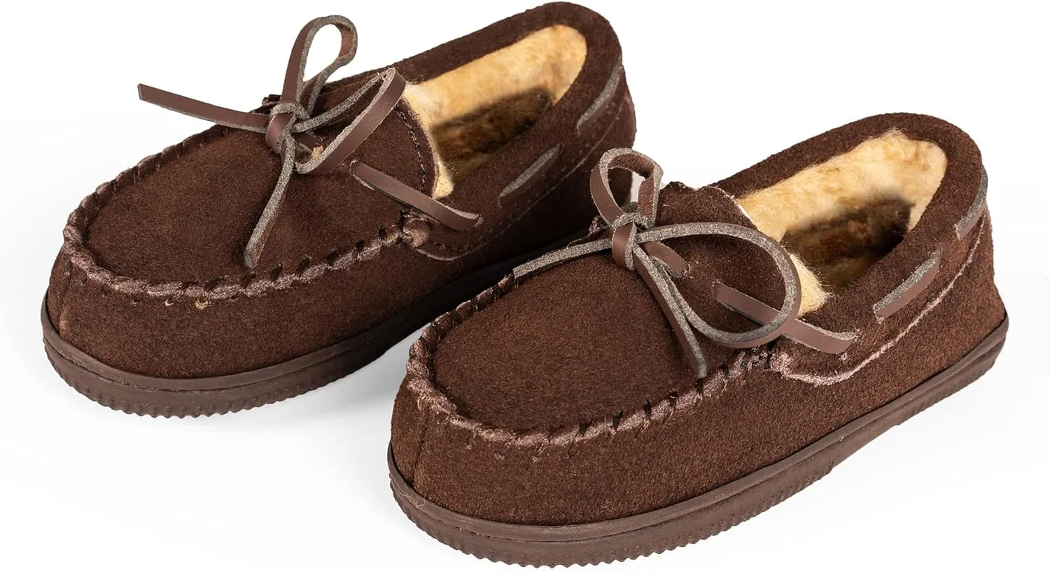 NORTY Moccasin House Slippers for Kids- Slip-On Toddler Shoes for Boys and Girls - Suede - Runs True to Size