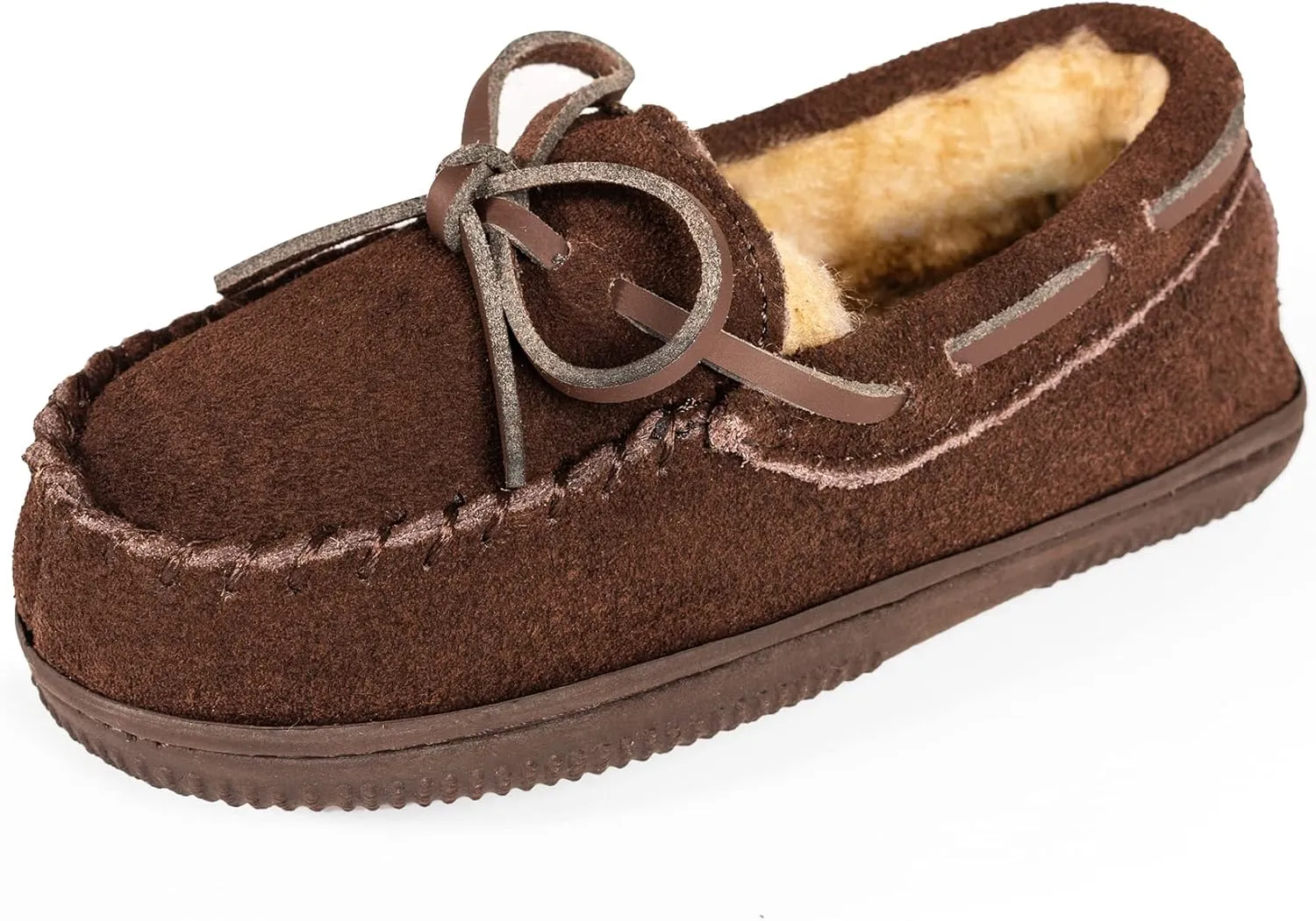 NORTY Moccasin House Slippers for Kids- Slip-On Toddler Shoes for Boys and Girls - Suede - Runs True to Size