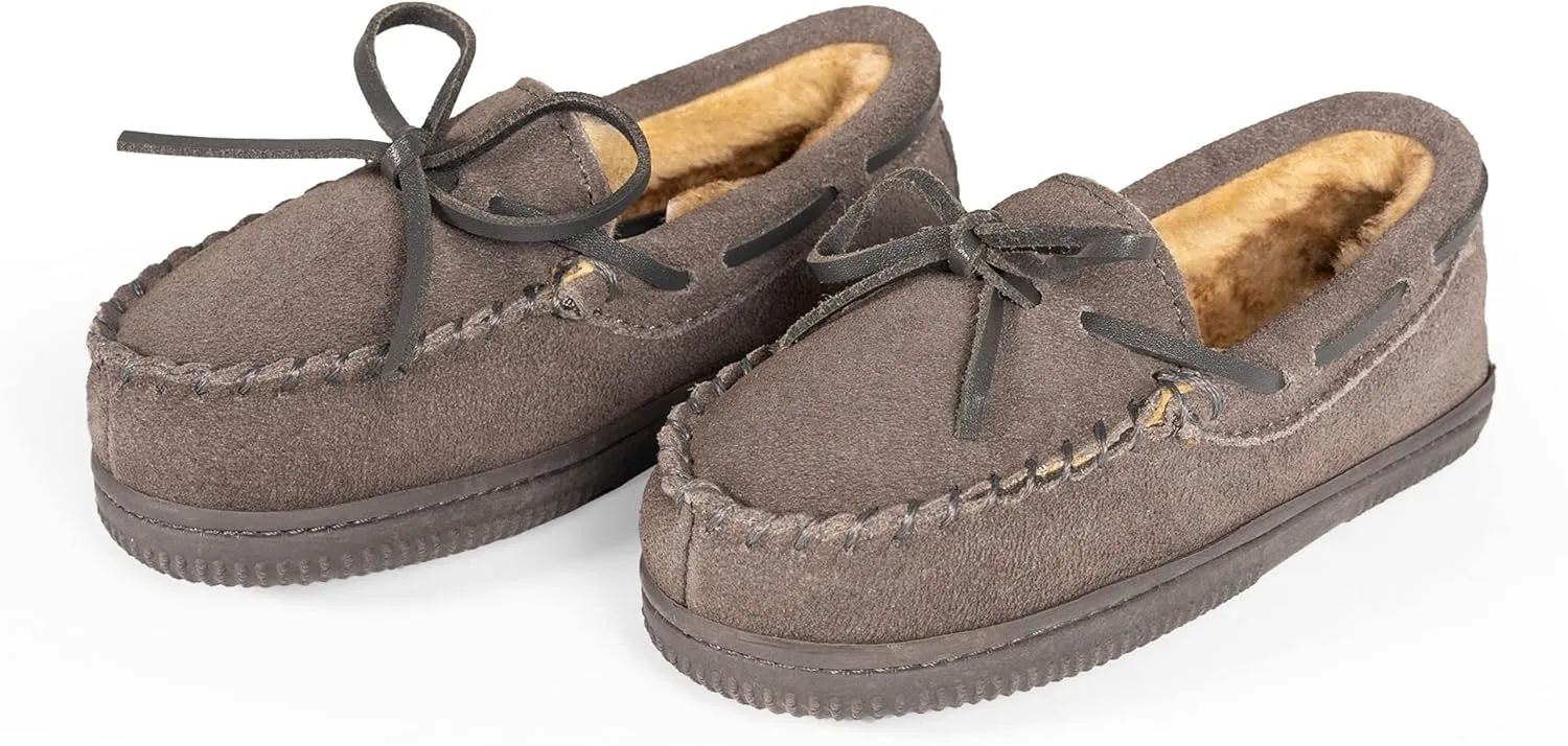 NORTY Moccasin House Slippers for Kids- Slip-On Toddler Shoes for Boys and Girls - Suede - Runs True to Size