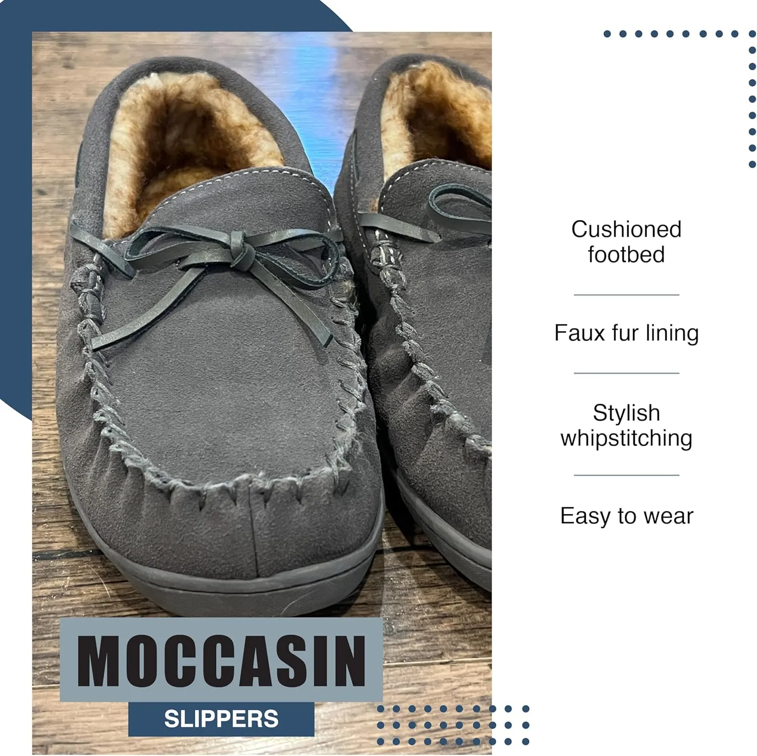 NORTY Moccasin House Slippers for Kids- Slip-On Toddler Shoes for Boys and Girls - Suede - Runs True to Size