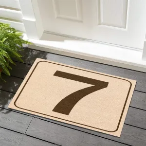 Number 7 Outdoor Doormat Heavy Non-Skid/Slip Backing Street Home Address Numerals Coir Fiber Door Mat Custom Front Door Rug for Balcony Entryway Home Décor 24x36in