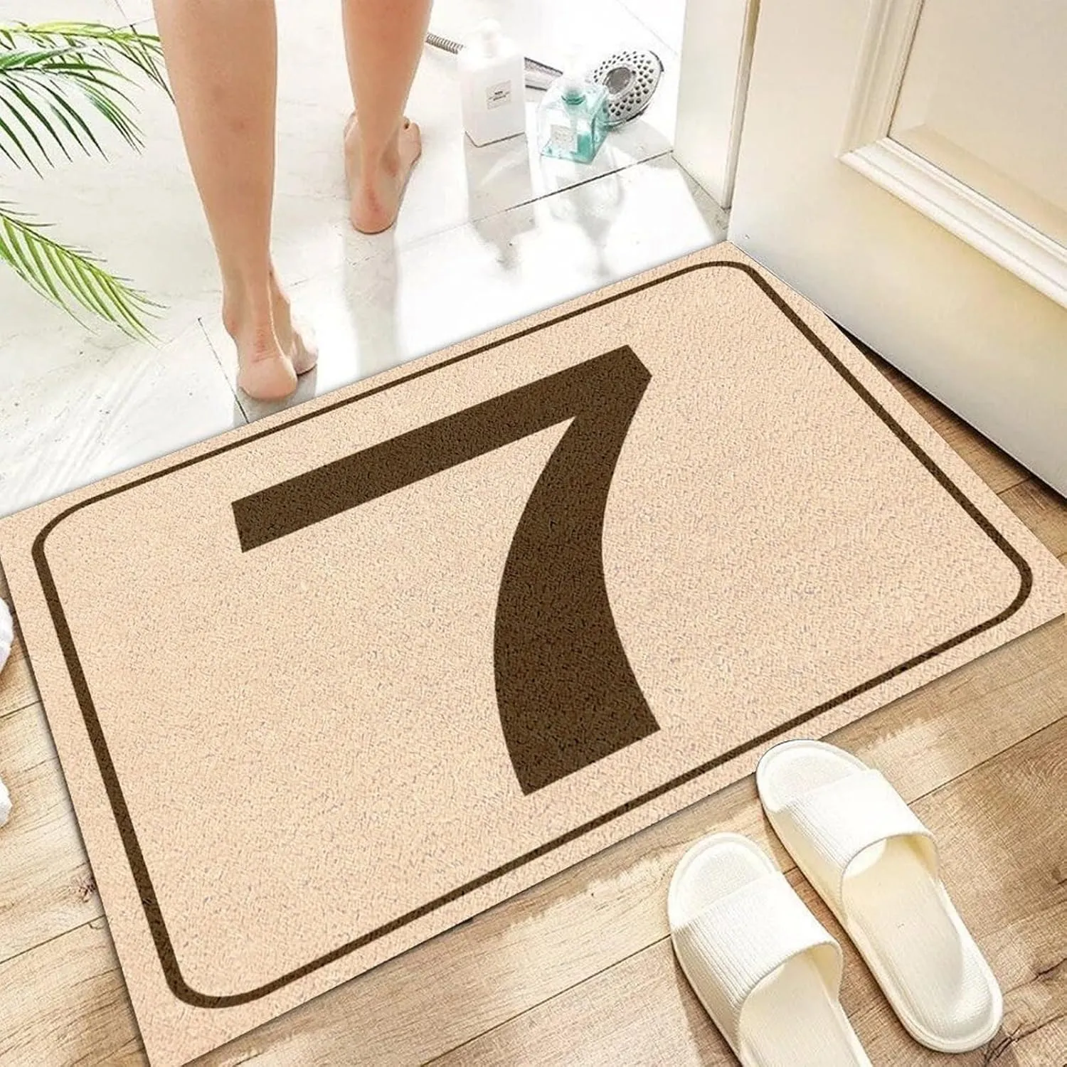 Number 7 Outdoor Doormat Heavy Non-Skid/Slip Backing Street Home Address Numerals Coir Fiber Door Mat Custom Front Door Rug for Balcony Entryway Home Décor 24x36in