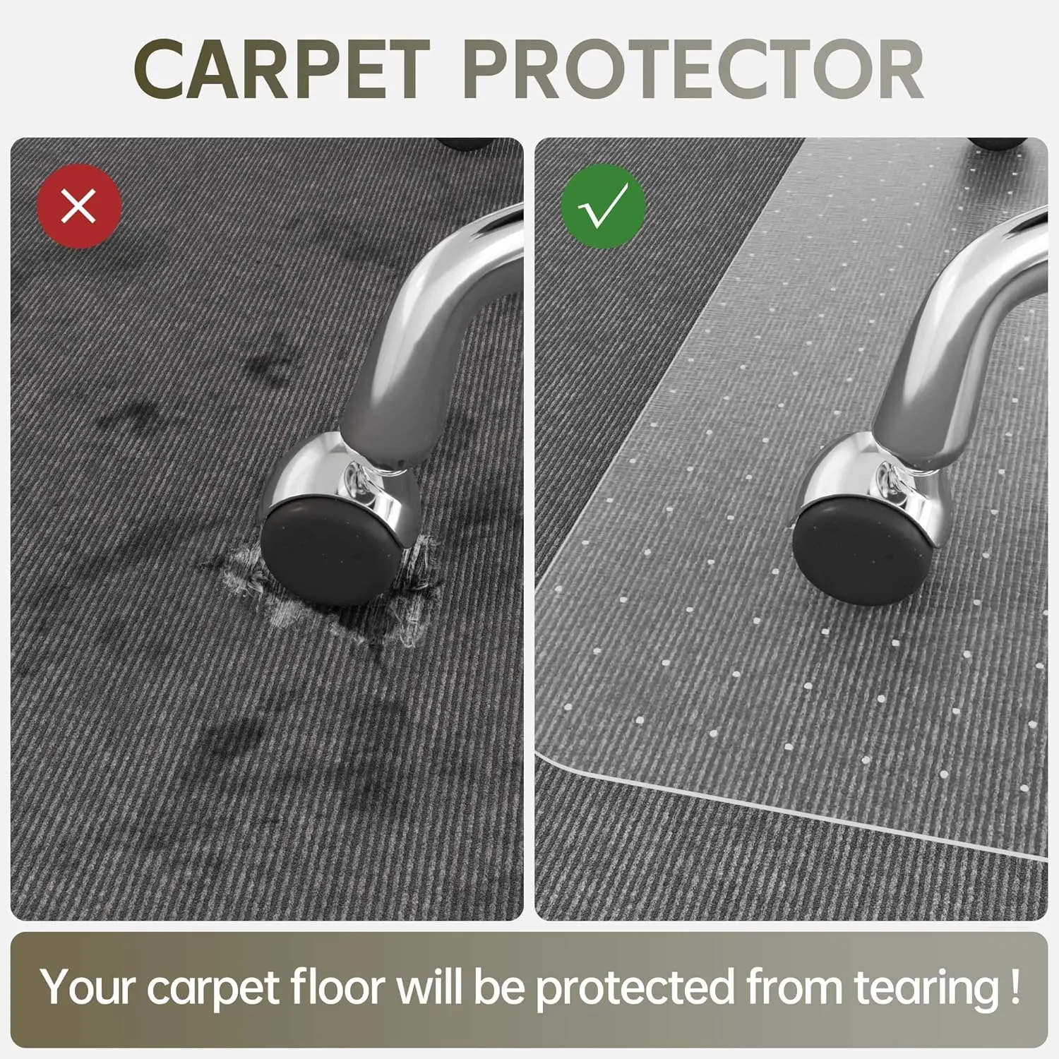 Office Chair Mat for Carpet Floor, 0.1" Thick 72" x 46" Heavy Duty Chair Mats for Low Pile Carpet, Under Desk Protector Carpeted Floors Mat for Work (Transparent, Rectangular)