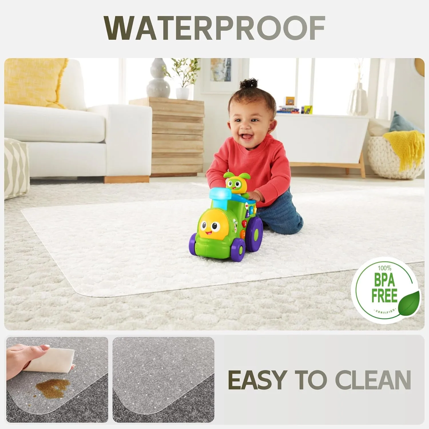 Office Chair Mat for Carpet Floor, 0.1" Thick 72" x 46" Heavy Duty Chair Mats for Low Pile Carpet, Under Desk Protector Carpeted Floors Mat for Work (Transparent, Rectangular)