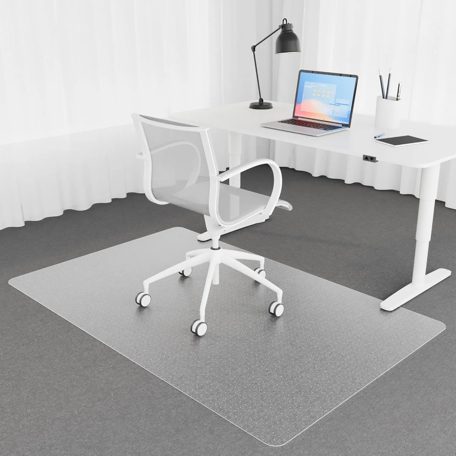 Office Chair Mat for Carpet Floor, 0.1" Thick 72" x 46" Heavy Duty Chair Mats for Low Pile Carpet, Under Desk Protector Carpeted Floors Mat for Work (Transparent, Rectangular)
