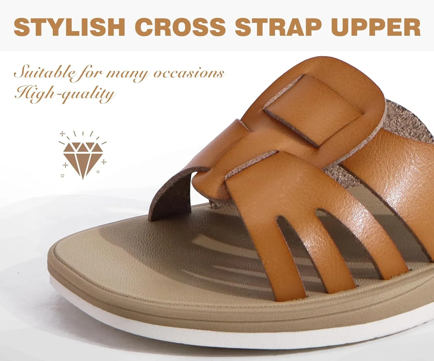 ONCAI Womens Sandals,Flat Dressy Square Toe Summer Beach Slides for Ladies Comfortable with Non-slip Rubber Soles Size US 6-11