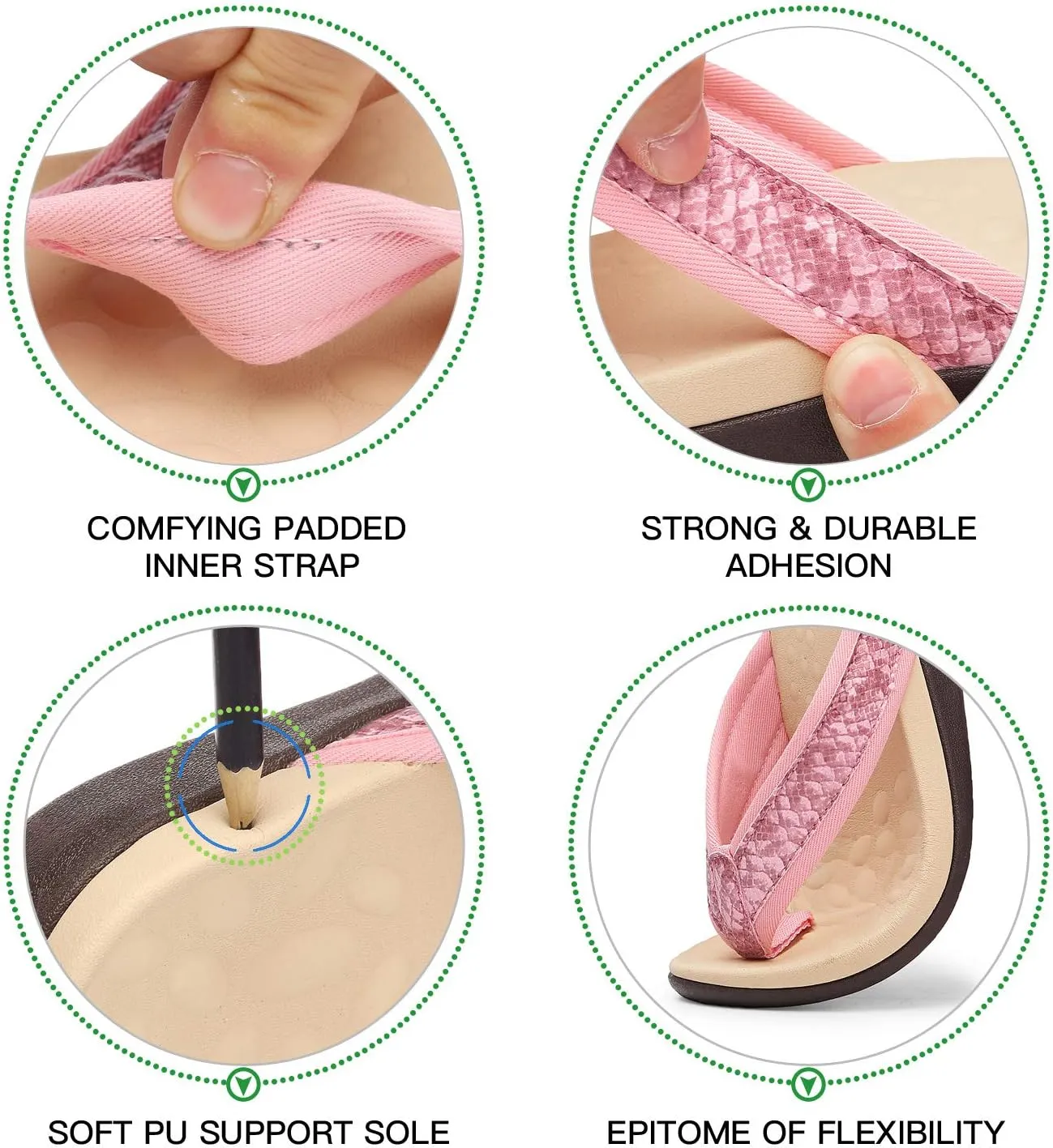 Orkii Womens Orthopedic Sandals for Plantar Fasciitis Feet, Best Orthotic Flip Flops With Arch Support, Comfortable Walking Sandals for Summer Beach, River, Pool