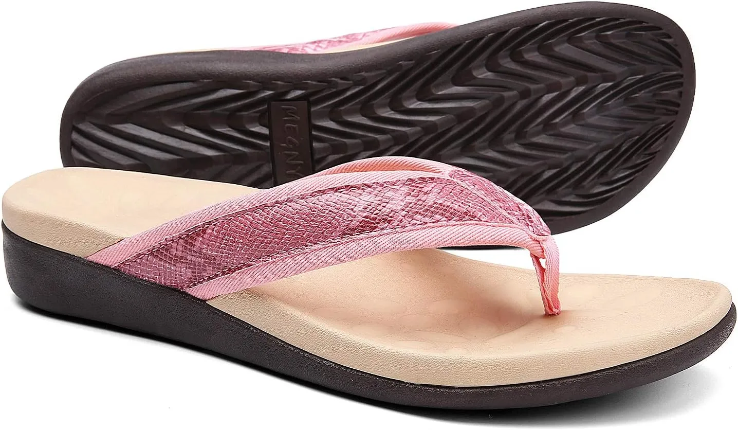 Orkii Womens Orthopedic Sandals for Plantar Fasciitis Feet, Best Orthotic Flip Flops With Arch Support, Comfortable Walking Sandals for Summer Beach, River, Pool
