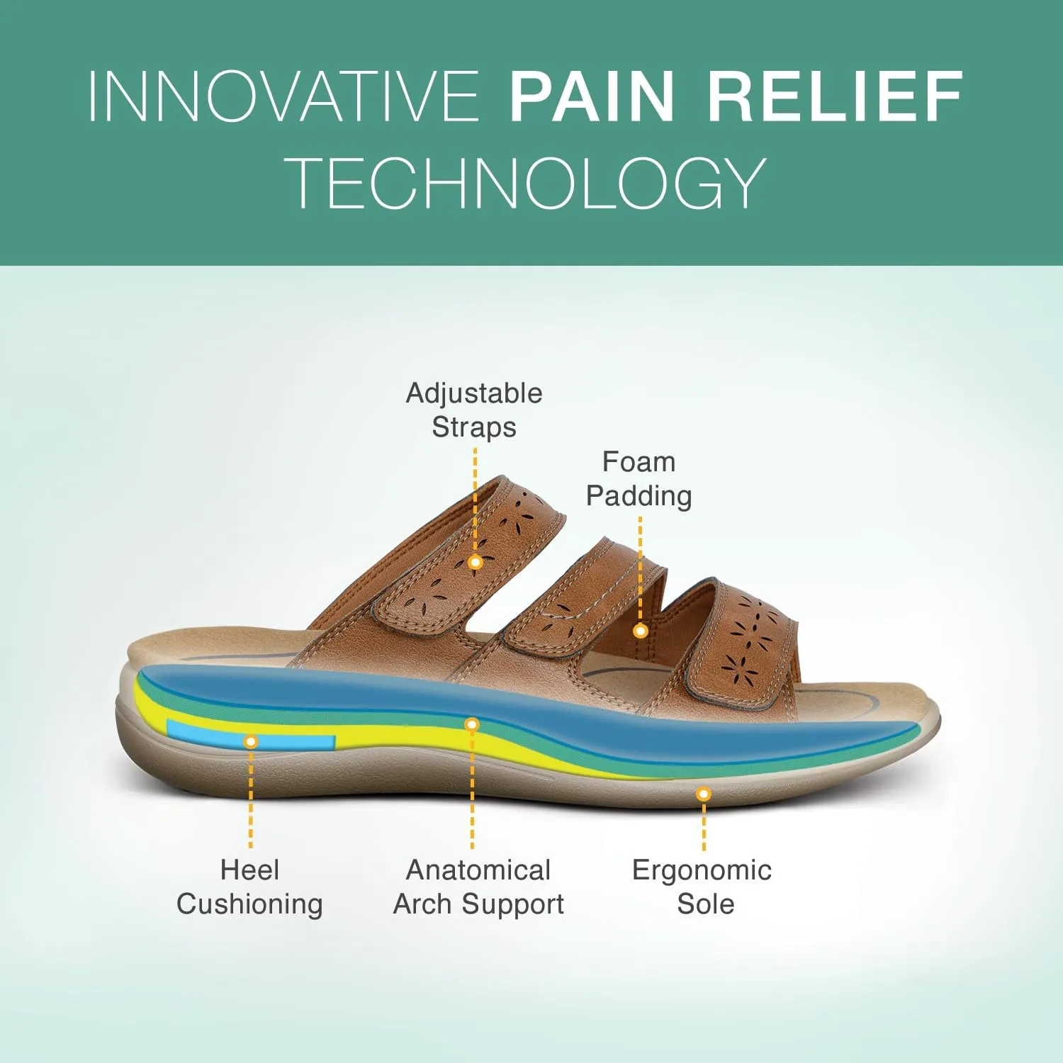 Orthofeet Women's Orthopedic Stretchable Slide Sahara Sandals