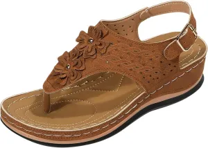 Orthotic Sandals for Women Wide Flip Flops Beach with Flowers Platform Slide Shoes Dressy Arch Support Womens Wedge Sandals Dressy Soft Leather Sandal Orthtic