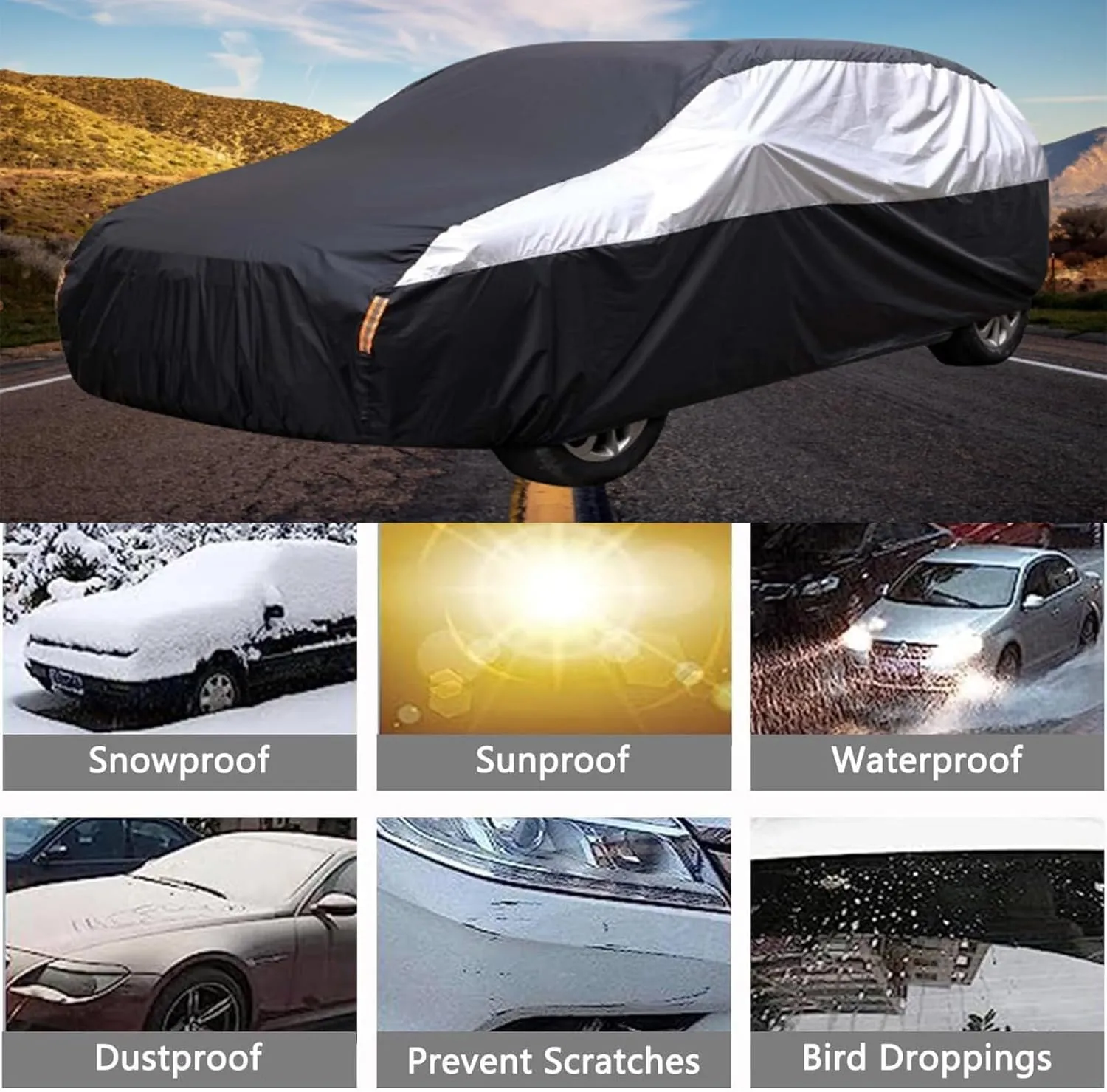 Outdoor Car Cover Compatible with Daewoo Nexia Saloon 1995-1997 Waterproof All Weather Breathable Large Car Cover,with Zipper,Custom Full Car Covers,Suitable for All Seasons(06)