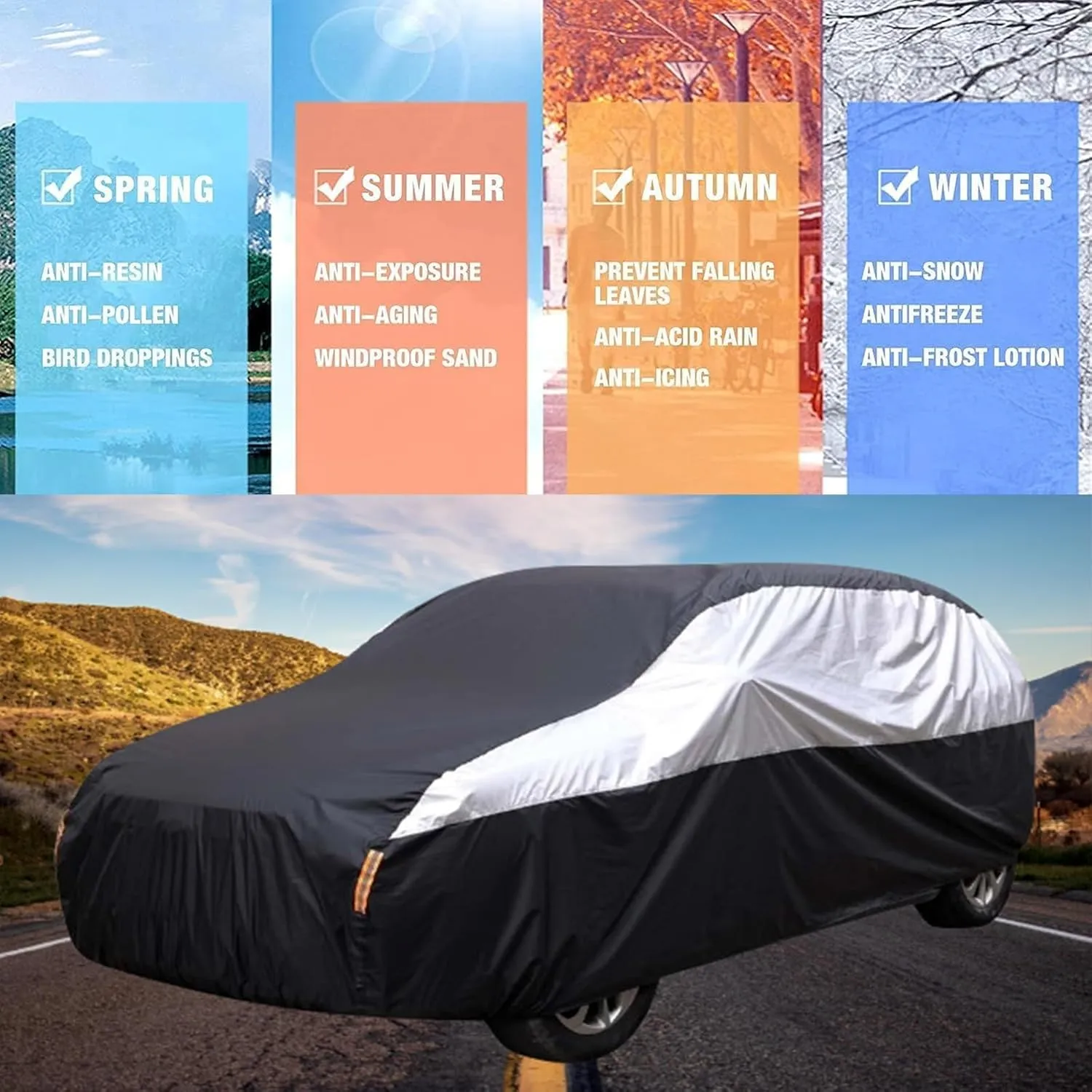 Outdoor Car Cover Compatible with Daewoo Nexia Saloon 1995-1997 Waterproof All Weather Breathable Large Car Cover,with Zipper,Custom Full Car Covers,Suitable for All Seasons(06)