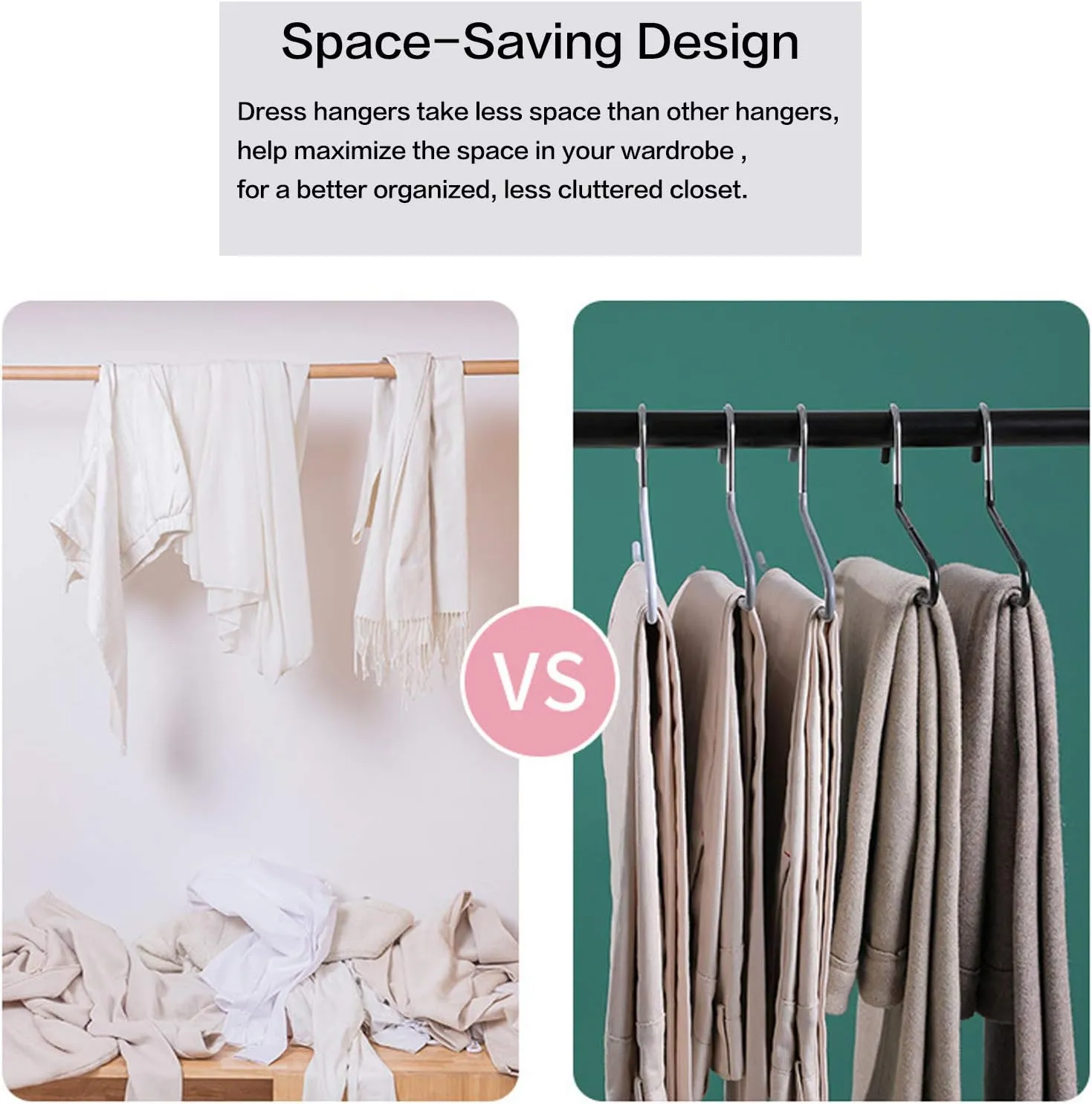 Pants Slack Trousers Hangers, Space Saving Slim Strong and Durable Anti-Rust Chrome Metal Hangers, Open Ended Design for Easy-Slide Pant, Jeans, Skirt, Slacks Etc (White, Pack of 20)
