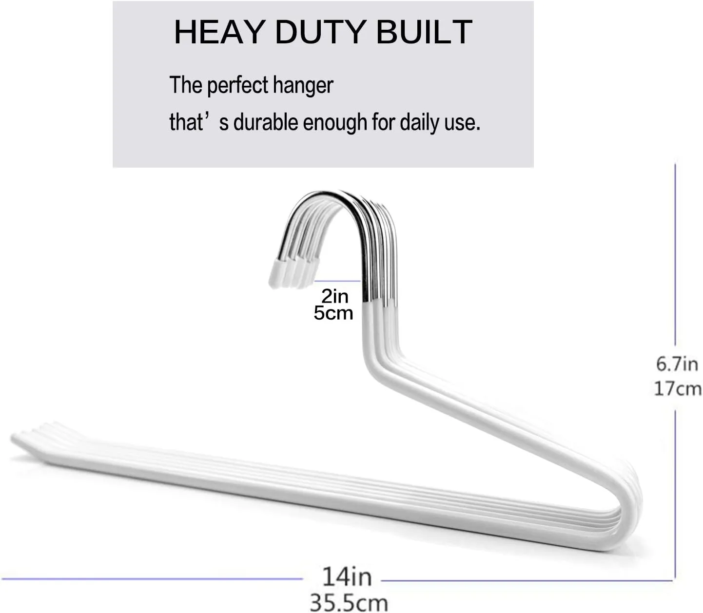 Pants Slack Trousers Hangers, Space Saving Slim Strong and Durable Anti-Rust Chrome Metal Hangers, Open Ended Design for Easy-Slide Pant, Jeans, Skirt, Slacks Etc (White, Pack of 20)