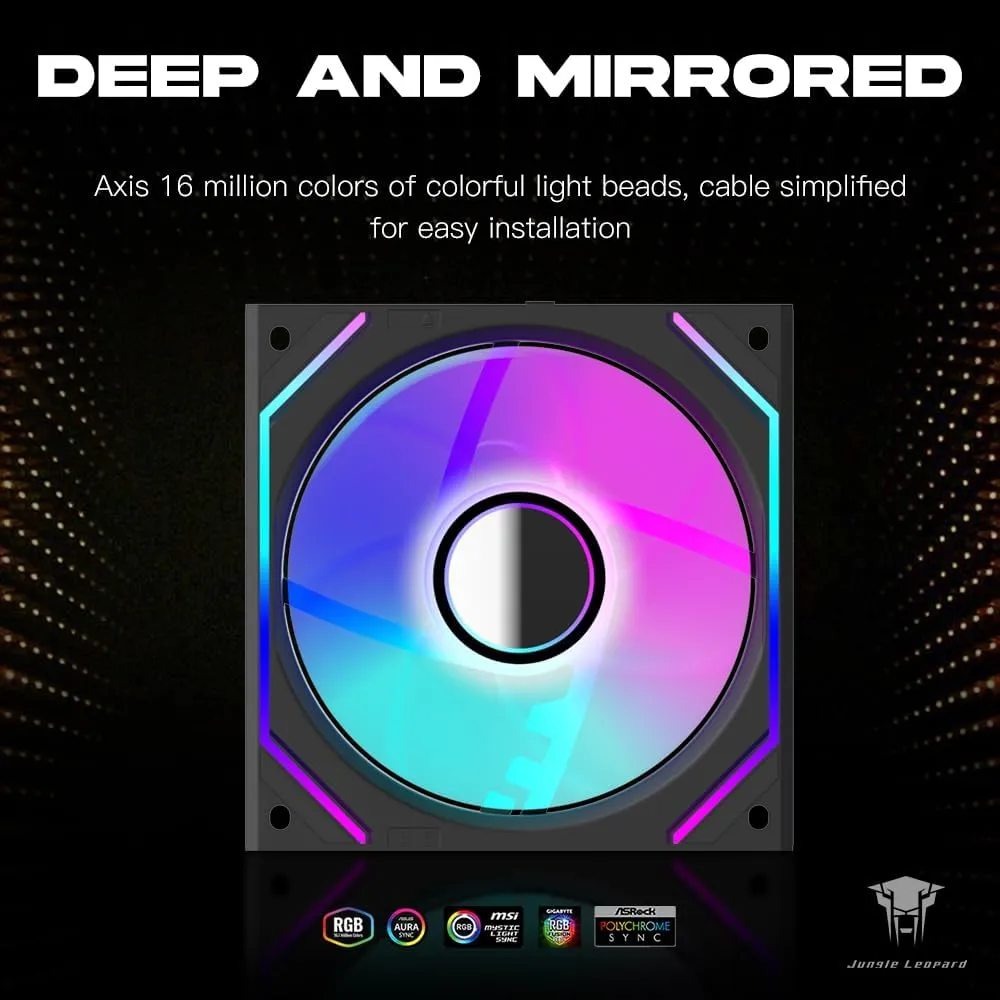 PC Fan JM-V2 120 Infinity Mirror Module Daisy-Chain ARGB PWM Case Fans 120mm Reverse Fan Triple Pack Suitable for Computer Case & CPU Cooling