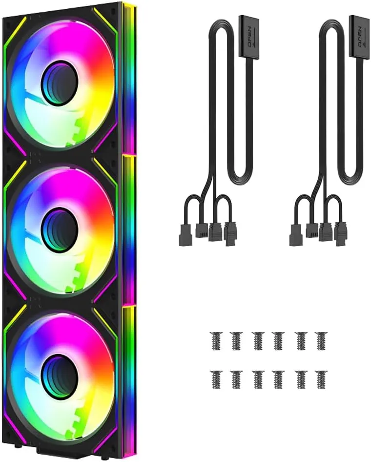 PC Fan JM-V2 120 Infinity Mirror Module Daisy-Chain ARGB PWM Case Fans 120mm Reverse Fan Triple Pack Suitable for Computer Case & CPU Cooling
