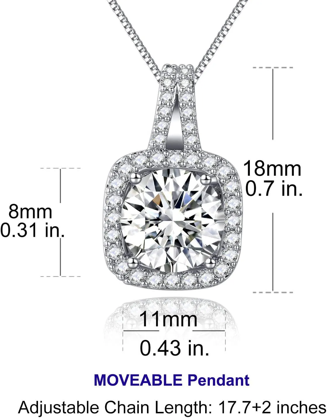Platinum Plated Cubic Zirconia/Austrian Crystal Cushion Shape Halo Pendant Necklace/Earrings