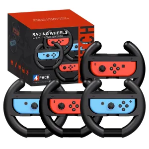 PURBHE Switch Steering Wheel for Mario Kart 8 Deluxe, Nintendo Switch Racing Wheel Accessories for Joycon, 4 Pack Steering Wheel Ideal Gift for Mario Kart 8 Games