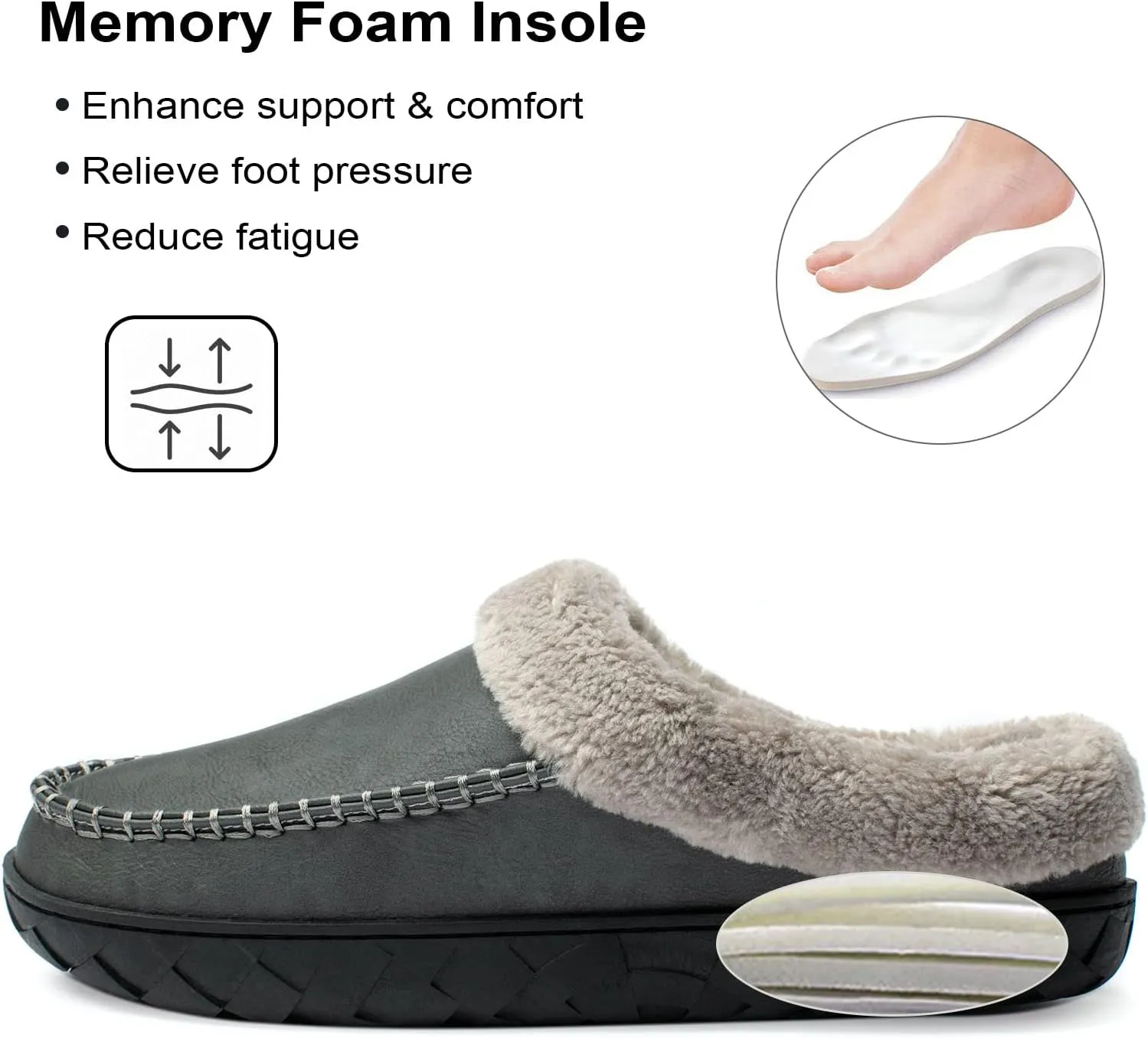 Ranberone Men's Slippers Microsuede Upper Moccasin House Shoes with Fuzzy Plush Lining Indoor and Outdoor
