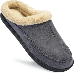 Ranberone Men's Slippers Microsuede Upper Moccasin House Shoes with Fuzzy Plush Lining Indoor and Outdoor