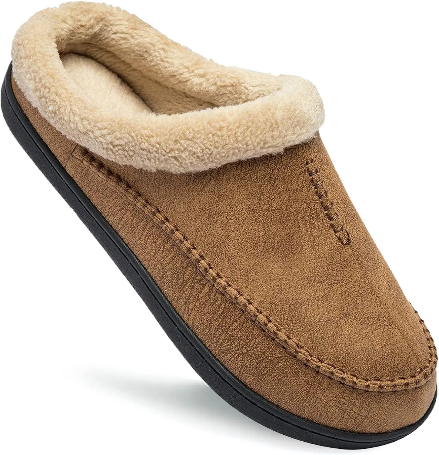 Ranberone Men's Slippers Microsuede Upper Moccasin House Shoes with Fuzzy Plush Lining Indoor and Outdoor