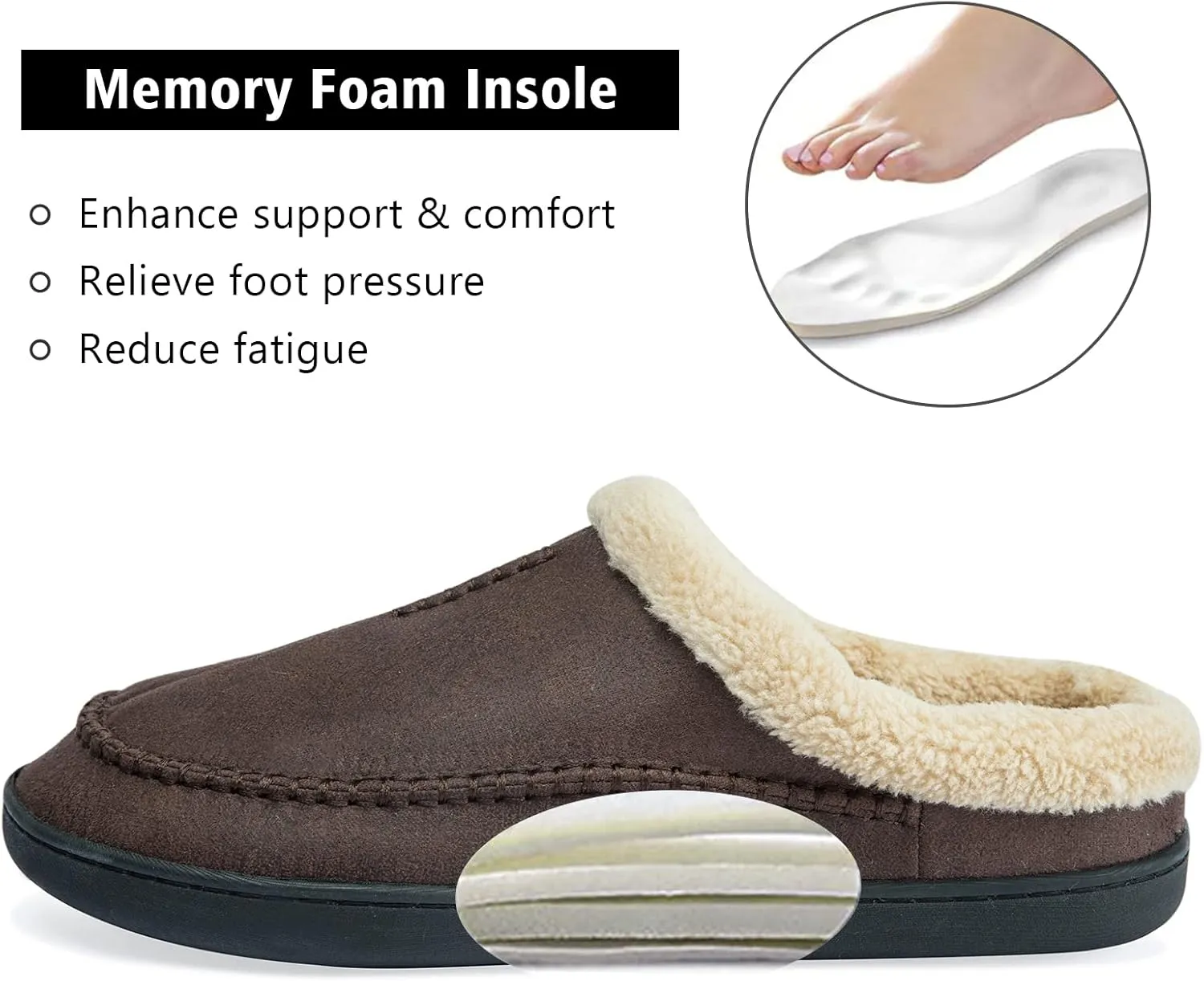 Ranberone Men's Slippers Microsuede Upper Moccasin House Shoes with Fuzzy Plush Lining Indoor and Outdoor